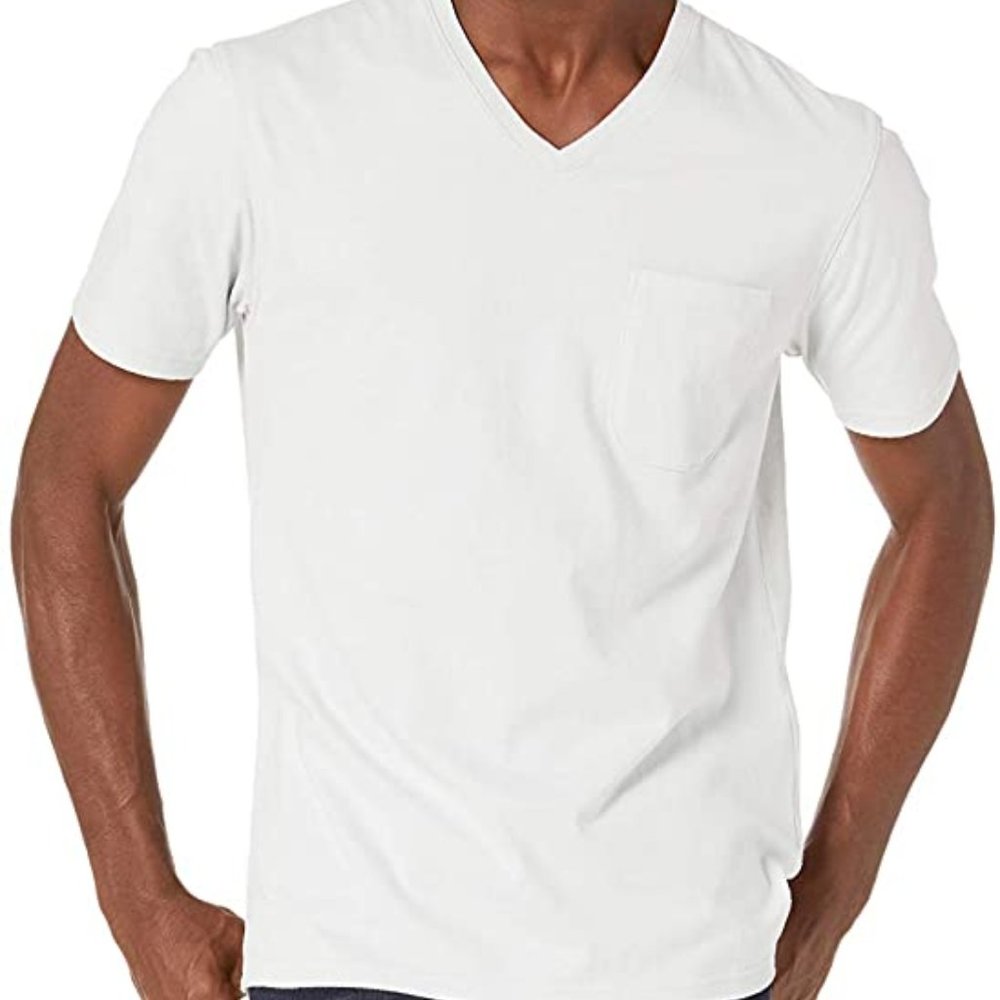 Men Soft Cotton Short-Sleeve V-Neck Pocket T-Shirt